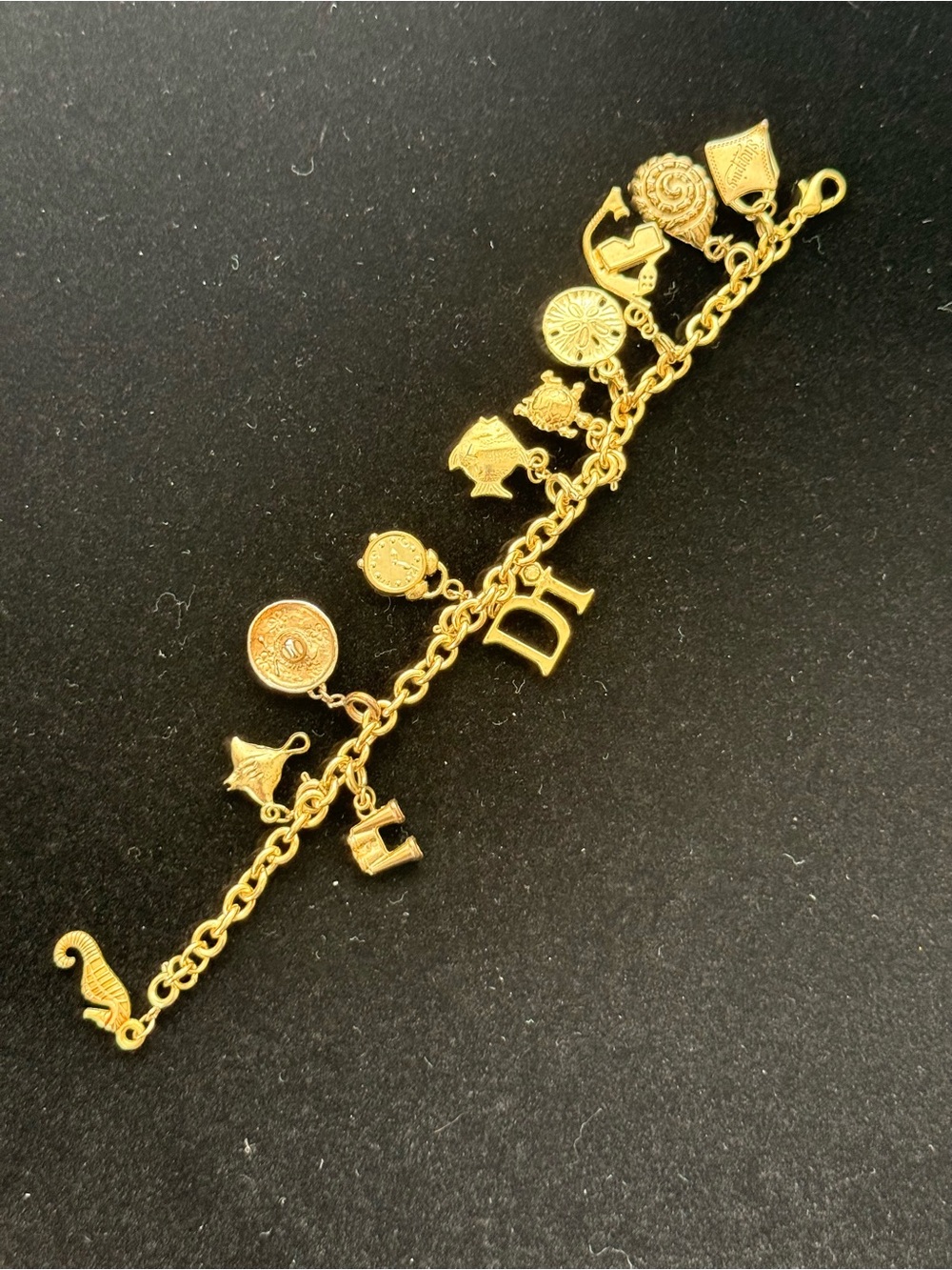 Gold Charm Bracelet with 'D' Initial - Designer Style